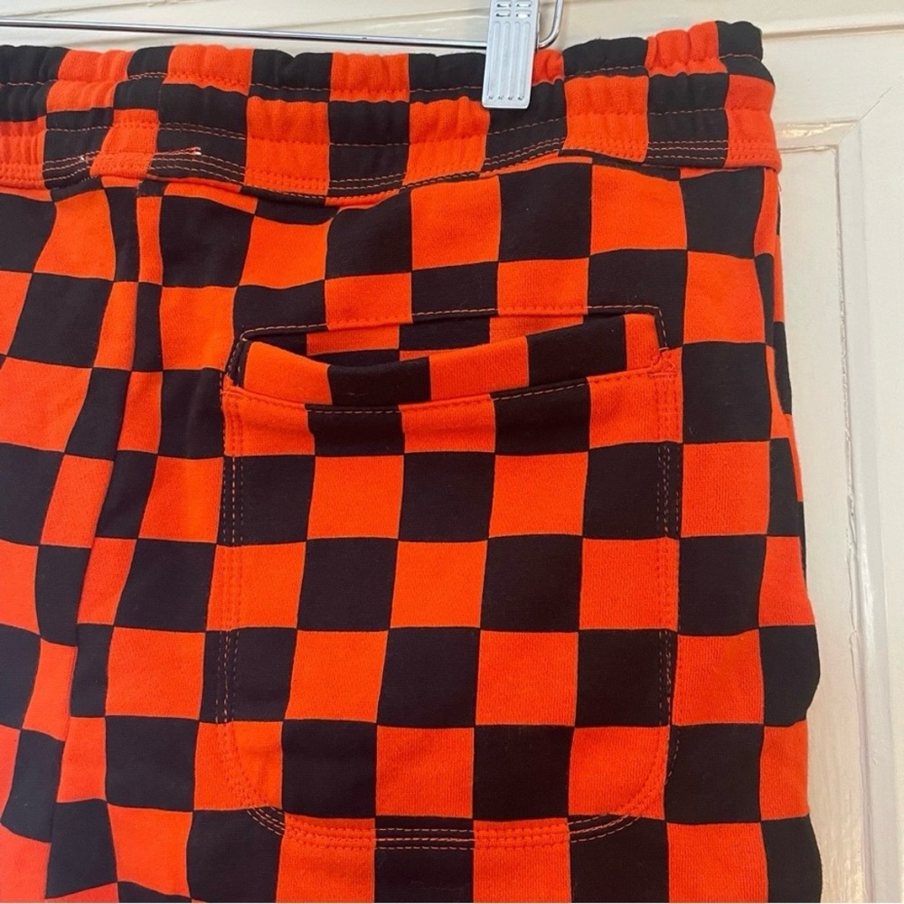 Urban Outfitters Orange & Black Checkered Halloween Sweatpants w/ Pockets, L/XL - Picture 6 of 7
